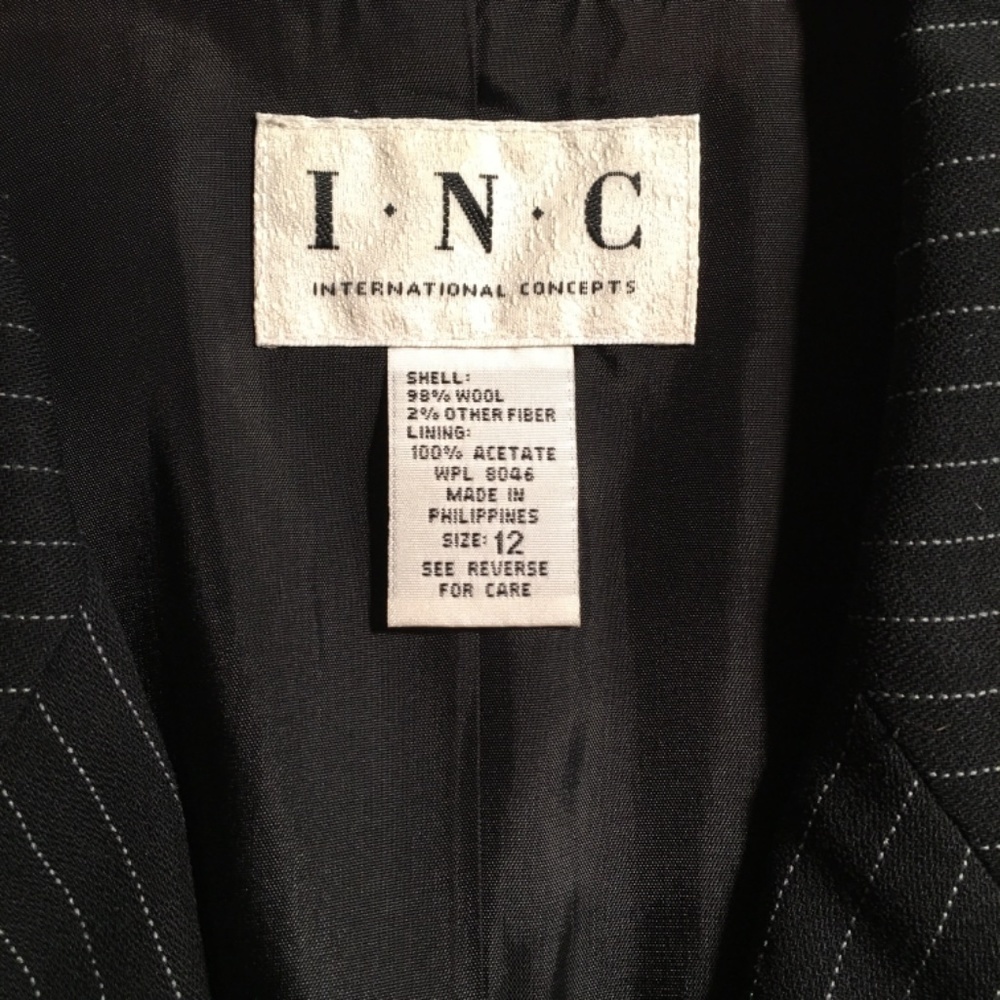 INC INTERNATIONAL CONCEPTS Long Fitted Blazer Jacket, BLACK PINSTRIPE, Size 12 - Picture 3 of 8